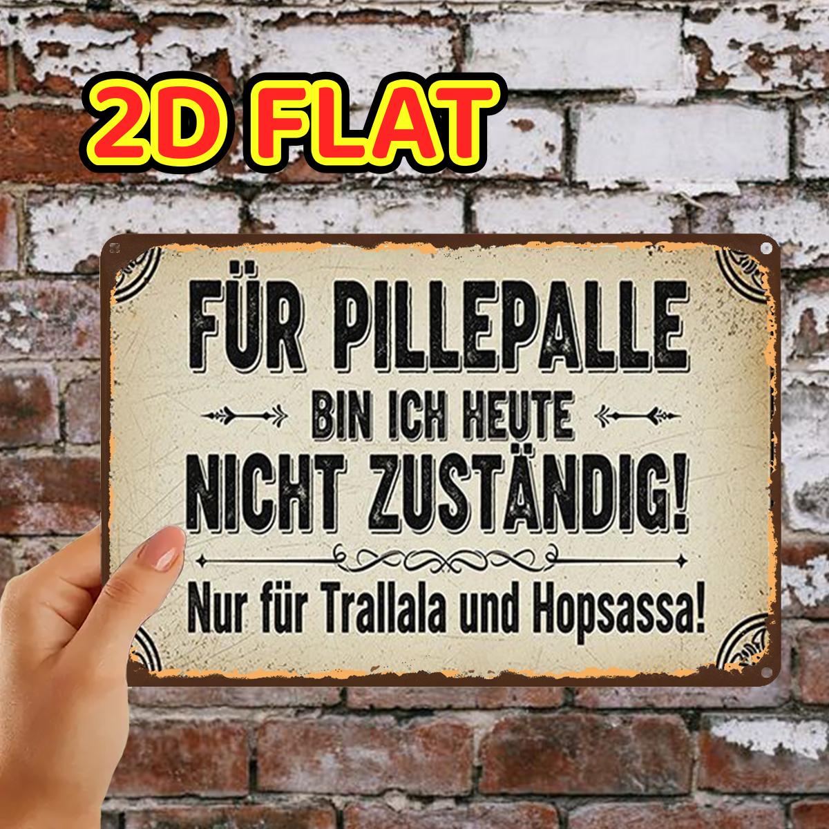 TEMU 2d Flat, 2d Flat,1pc,retro German Sign Quote Iron Sign, Pre-drilled Holes, Suitable For Indoor, Garden,outdoor, Home, Office, Toilet Decoration,
