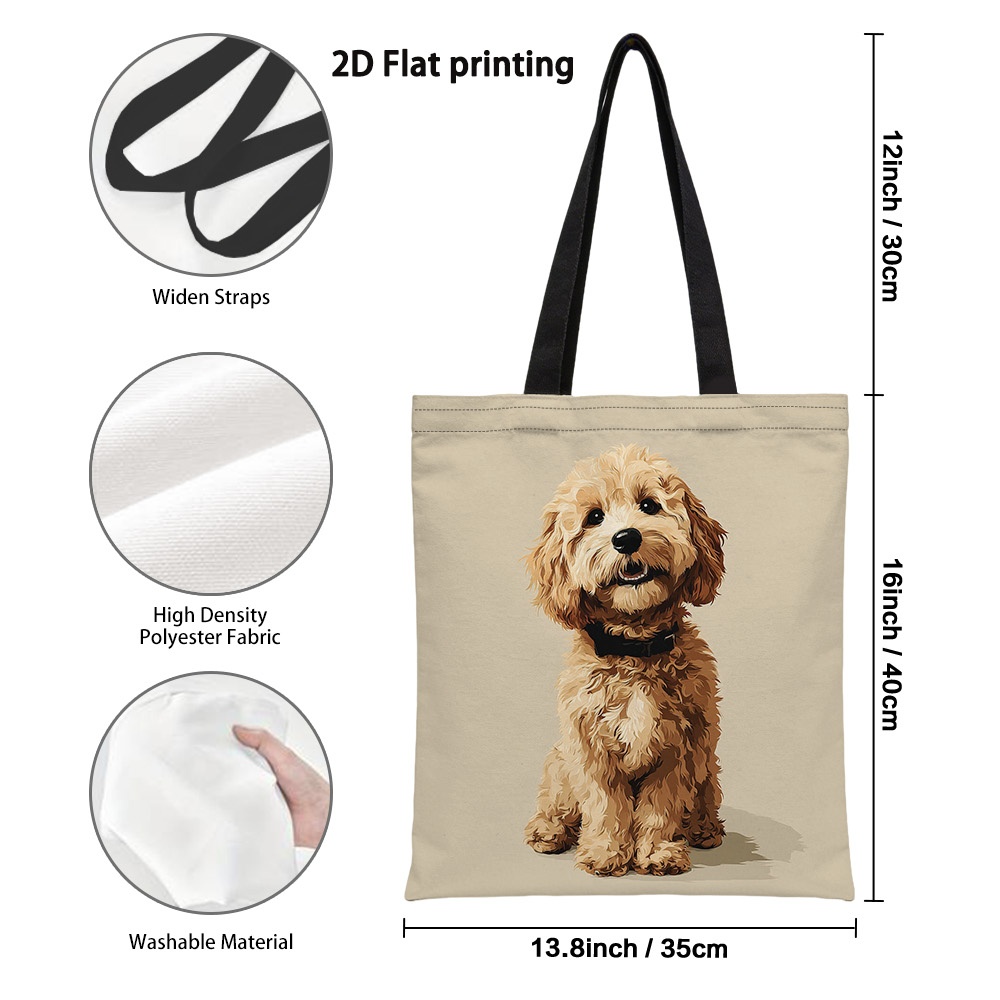 TEMU 1pc Of 2d Flat Reusable Shopping Bags Featuring An Adorable Fluffy Design, Convertible Into A Backpack Or Shoulder Bag. This Handbag Made Of