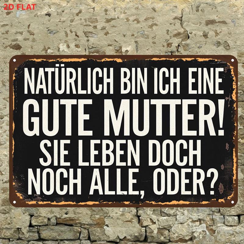 Image of 2d Flat Wooden Piece, Fun German Mom Logo Retro Style Decorative Wooden Sign, Suitable For Indoor, Garden, Outdoor, Home, Office, Bathroom Decoration