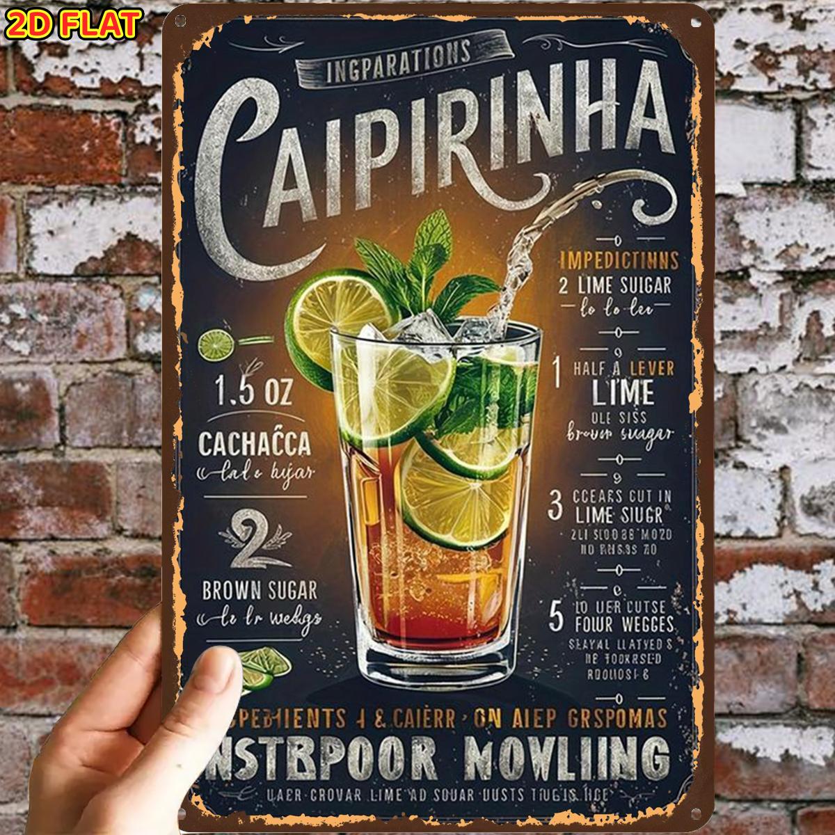 E-shop 2D-Flach, 2D-Flach, ., Vintage -Rezept-Poster, Metall-Eisenschild, vorgebohrte Löcher, geeignet für Innenbereich, Garten, Außenbereich, Zuhause,