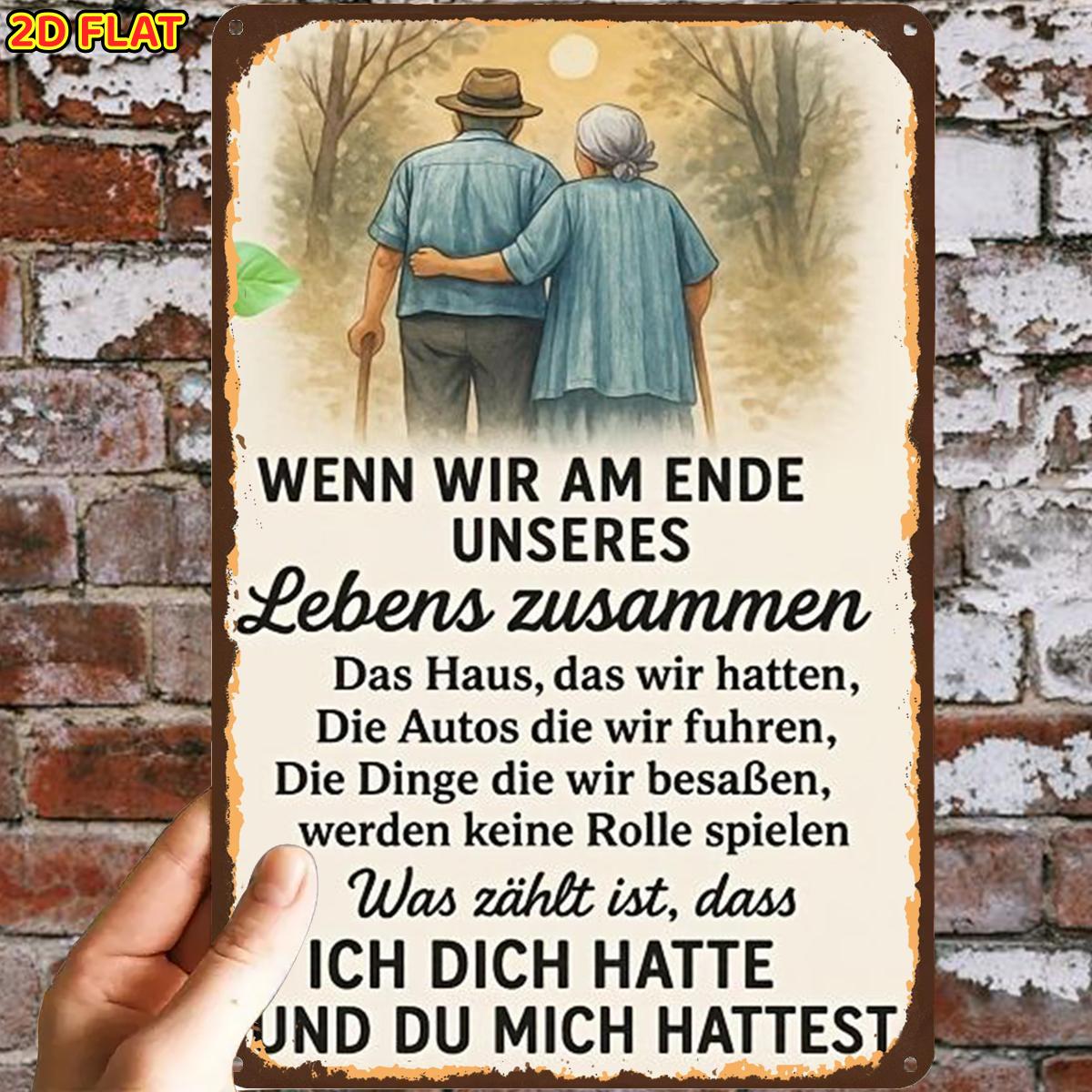 E-shop 2D Flach, ., Alt-Ehepaar Vintage Metallschild Metall Eisen Schild, Vorgebohrte Löcher, Geeignet für Innen, Garten, Außenbereich, Zuhause, Büro,