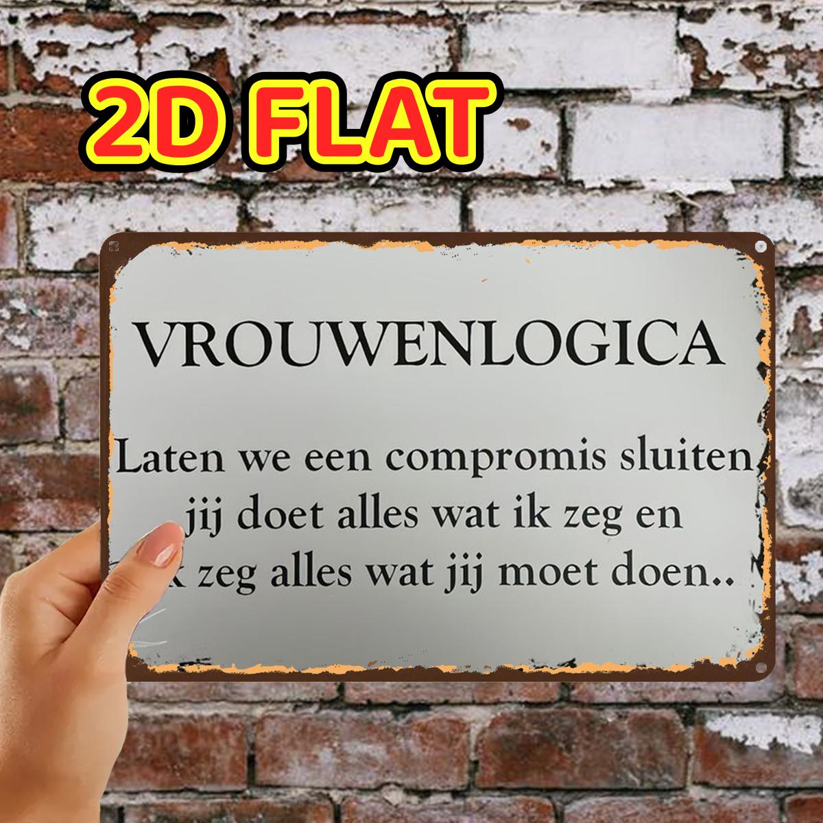 TEMU 2d Flat, 1pc, Vintage Style Dutch Quote Sign Metal Iron Sign, Pre-drilled Holes, Suitable For Indoor, Garden, Outdoor, Home, Office, Toilet