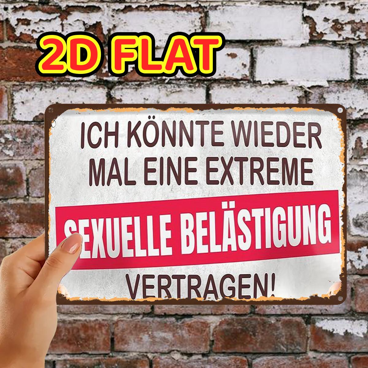 Image of 2d Flat, 2d Flat,1pc,retro German Style Warning Signmetal Iron Sign, Pre-drilled Holes, Suitable For Indoor, Garden,outdoor, Home, Office, Toilet Decoration, 2d Flat