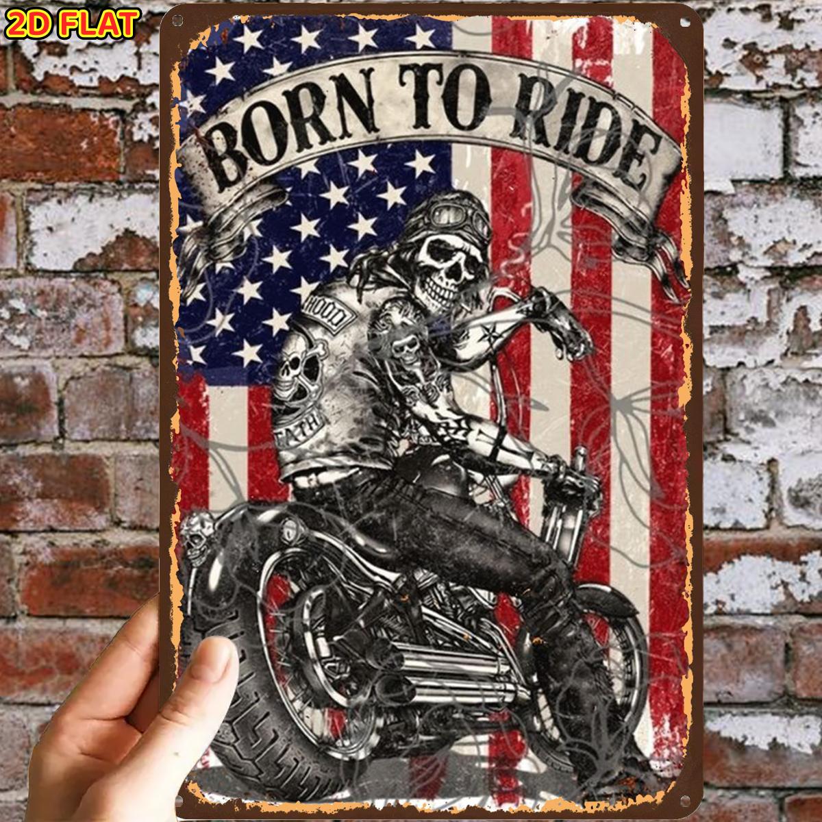 TEMU 2d Flat, 2d Flat,1pc, Vintage Motorcycle Signmetal Iron Sign, Pre-drilled Holes, Suitable For Indoor, Garden,outdoor, Home, Office, Toilet
