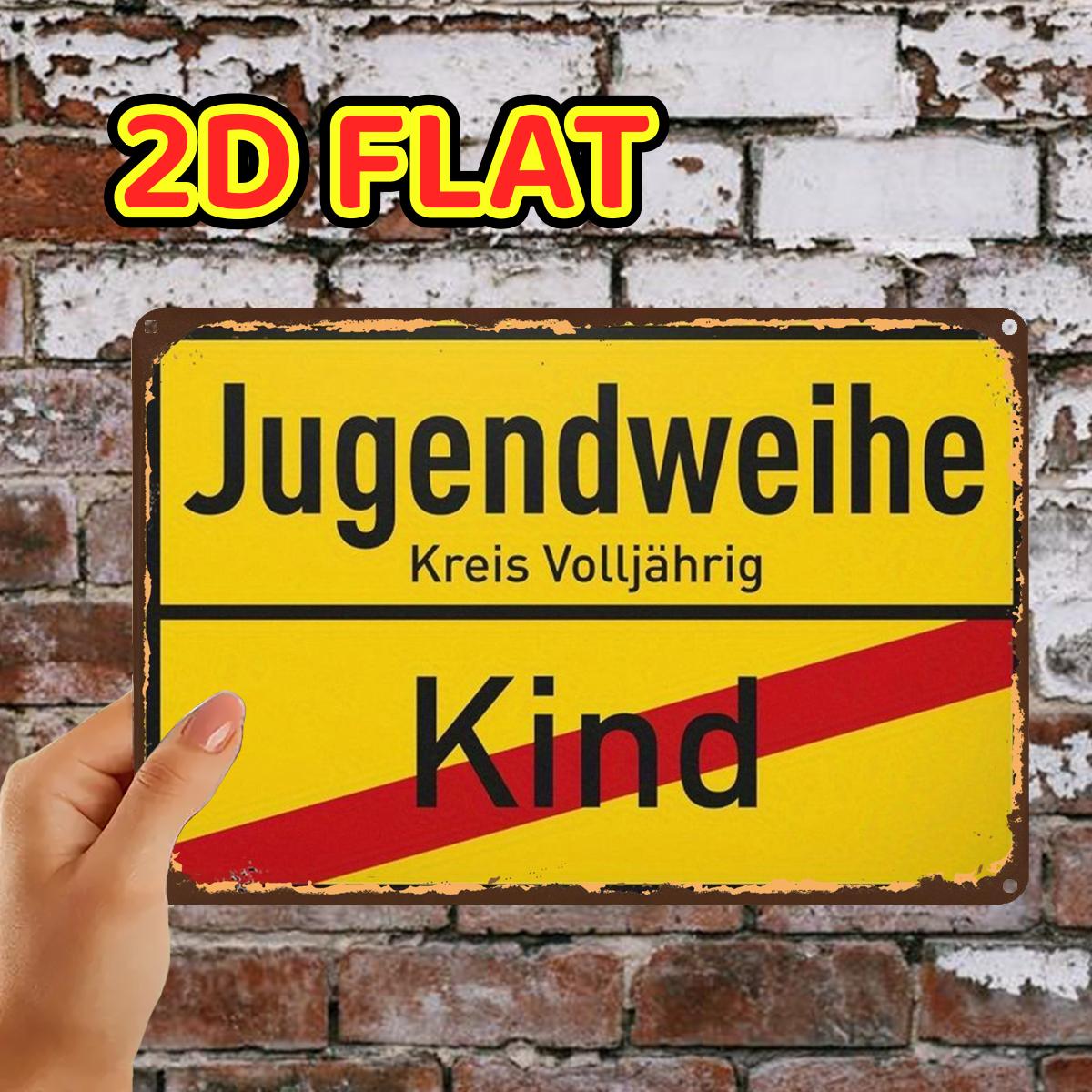 Image of 2d Flat, 2d Flat,1pc,vintage Jugendweihe Sign Metal Art Iron Sign, Pre-drilled Holes, Suitable For Indoor, Garden,outdoor, Home, Office, Toilet Decoration, 2d Flat