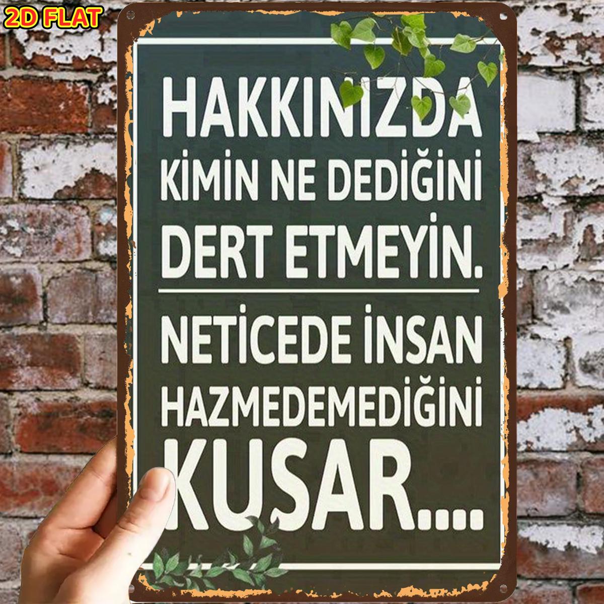 TEMU 2d Flat, 1pc, Turkish Quote Metal Sign Metal Iron Sign, Pre-drilled Holes, Suitable For Indoor, Garden, Outdoor, Home, Office, Toilet Decoration