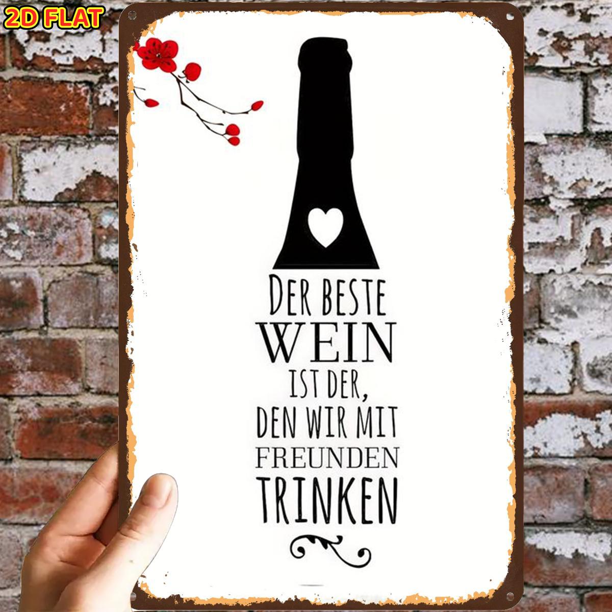 2d Flat, 2d Flat,1pc,best Wine Signmetal Iron Sign, Pre-drilled Holes, Suitable For Indoor, Garden,outdoor, Home, Office, Toilet Decoration, 2d Flat