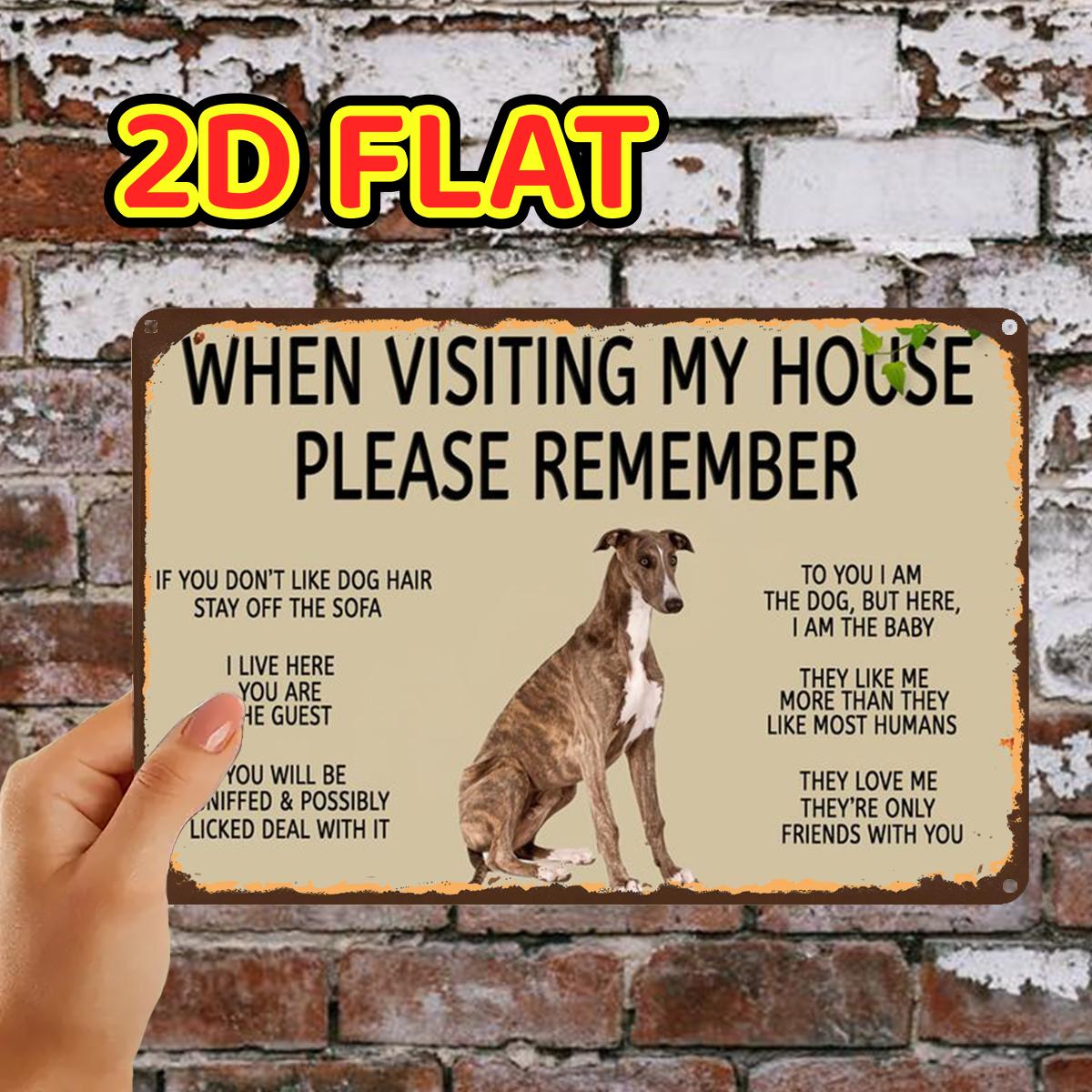 TEMU 2d Flat, 1pc, Whippet House Rules Sign Metal Iron Sign, Pre-drilled Holes, Suitable For Indoor, Garden, Outdoor, Home, Office, Toilet Decoration