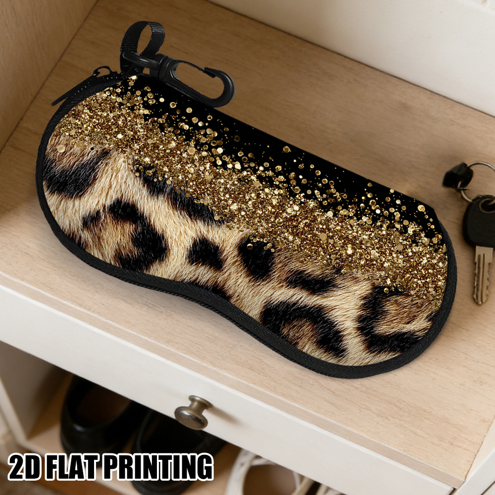 TEMU 1pc, Leopard Print Glasses Case, Glasses Bag With Hook, -functional Portable Glasses Case, Perfect For Glasses Protection And Travel, Suitable