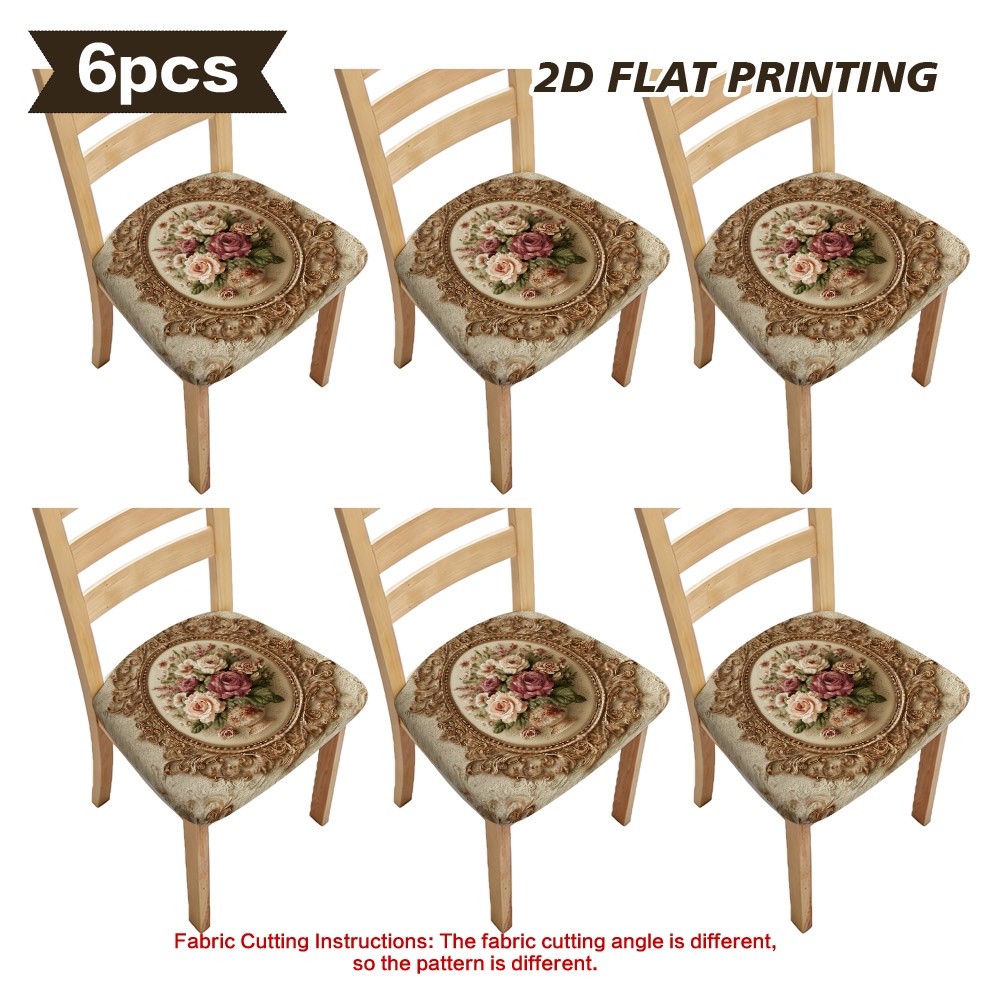 TEMU Floral Oval Frame Dining Chair Covers In 2d Flat Design, Suitable For , Providing Seat Protection For Home Decoration, Ideal For Restaurants,