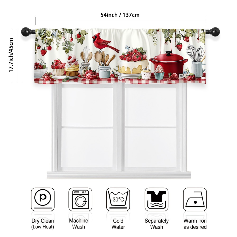 TEMU 2d Flat, 1pc Kitchen Curtain Valance - Light-filtering Polyester Window For Kitchen, Living Room, Bedroom, Bathroom Decor, Curtains For Living
