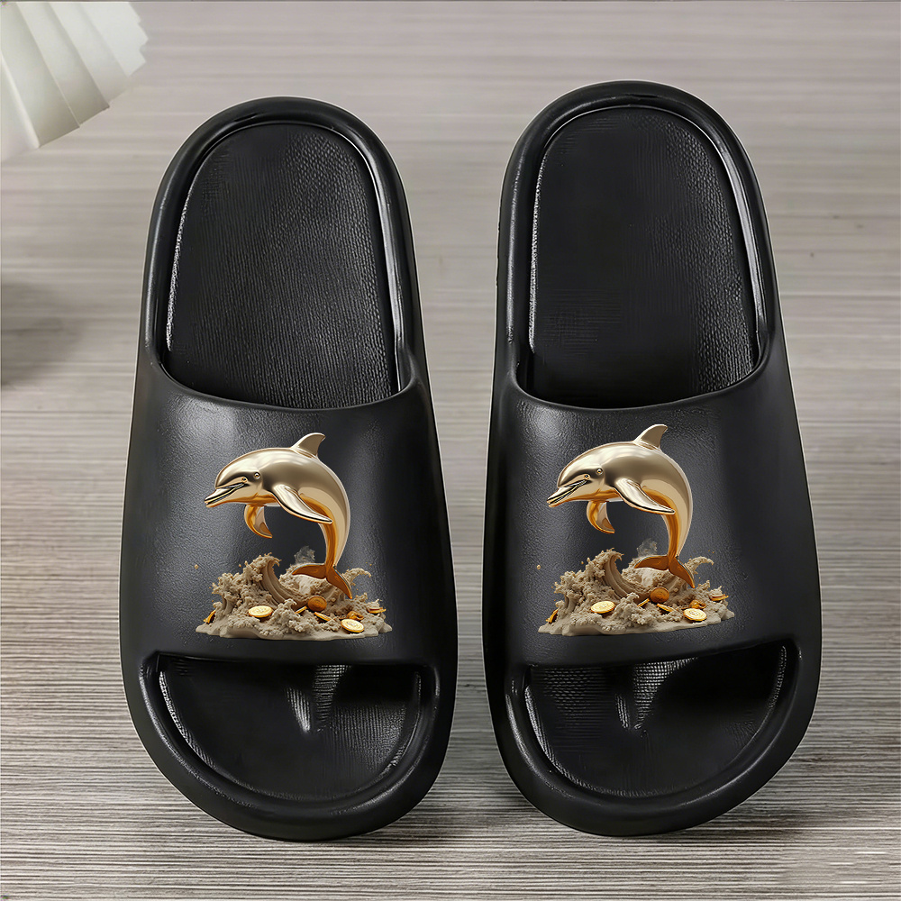 TEMU 1 Pair Of New Unisex Sandals, Leaping A Wave Of , Beach Sandals, Indoor/outdoor Sandals, Holiday Gift Slippers, Women's Slippers, Room Slippers,