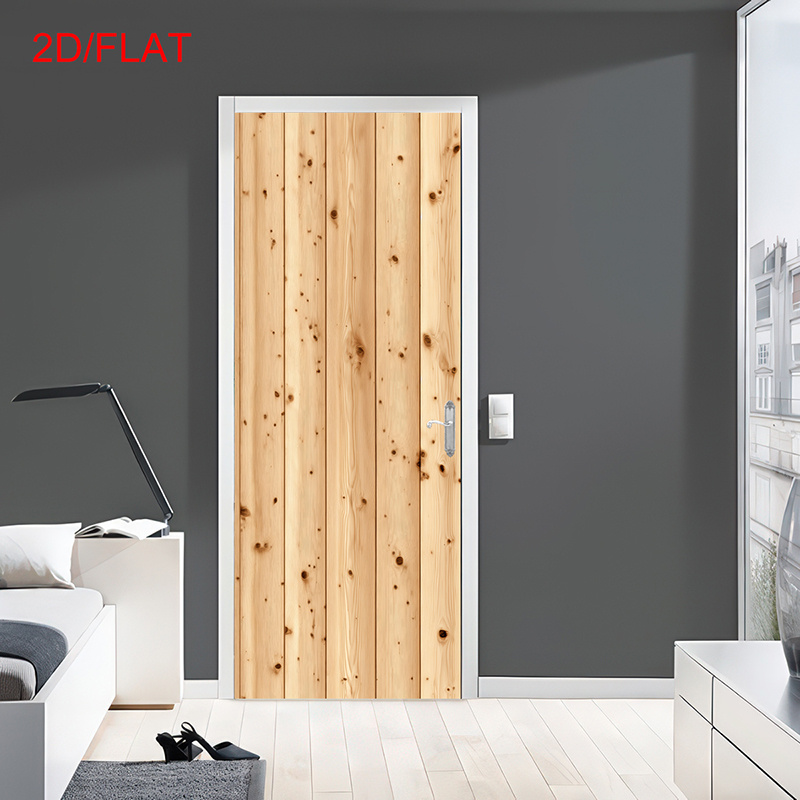 item picture 2d flat 1pc   2 sheets door sticker self   removable door mural wooden plank design   minimalist art home decor suitable for living room bedroom   apply peel stick 2d flat