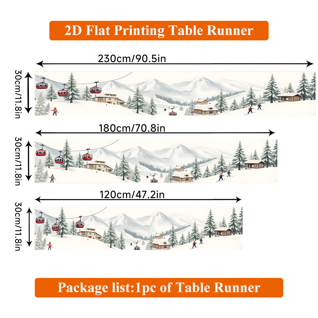 TEMU Chemin de pièce station de ski alpine - Thème de ski de montagne enneigée d'hiver, convient pour table à manger, décoration de cuisine,