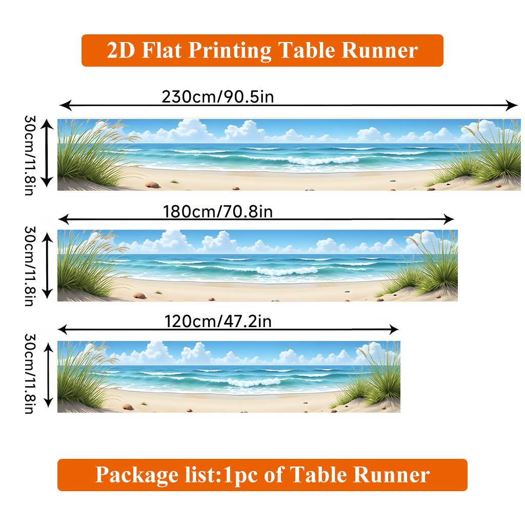 TEMU 1 nappe plate 2D, avec des de plage, de sable, de coquillages et de plantes en polyester, rectangulaire, pour les tables à manger, les tables