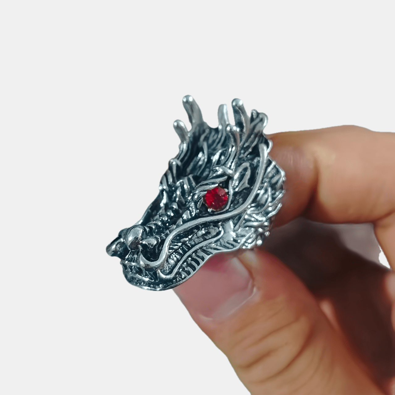 TEMU Anneau Tête de Dragon Vintage Style Punk Rock avec , Anneau Ajustable, Bague Épaisse et Exagérée, Cadeau Minimal