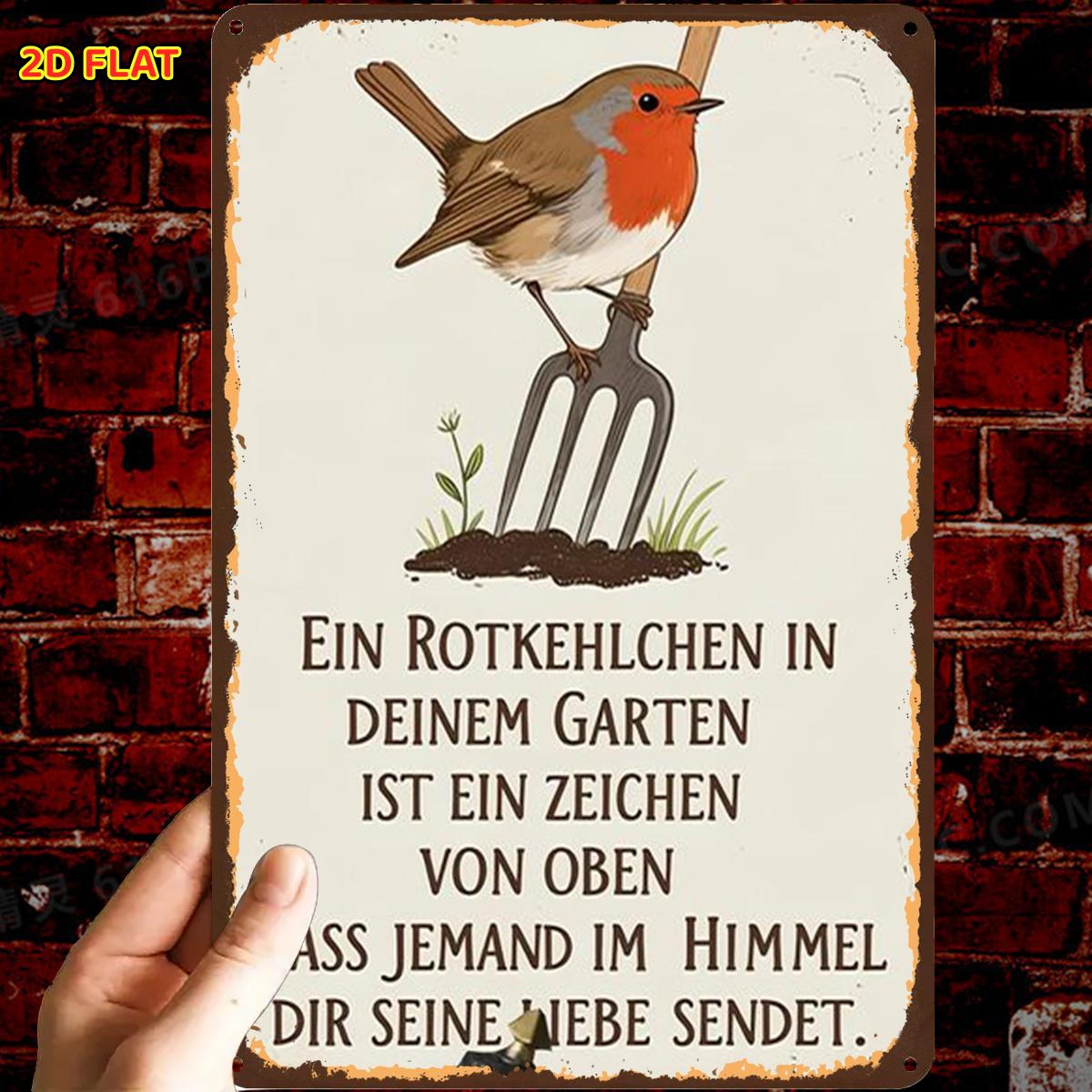 E-shop 2D-Flach, 2D-Flach, ., Retro Dachboden--Gartenschild, Metall-Eisenschild, vorgebohrte Löcher, geeignet für Innenbereich, Garten, Außenbereich,