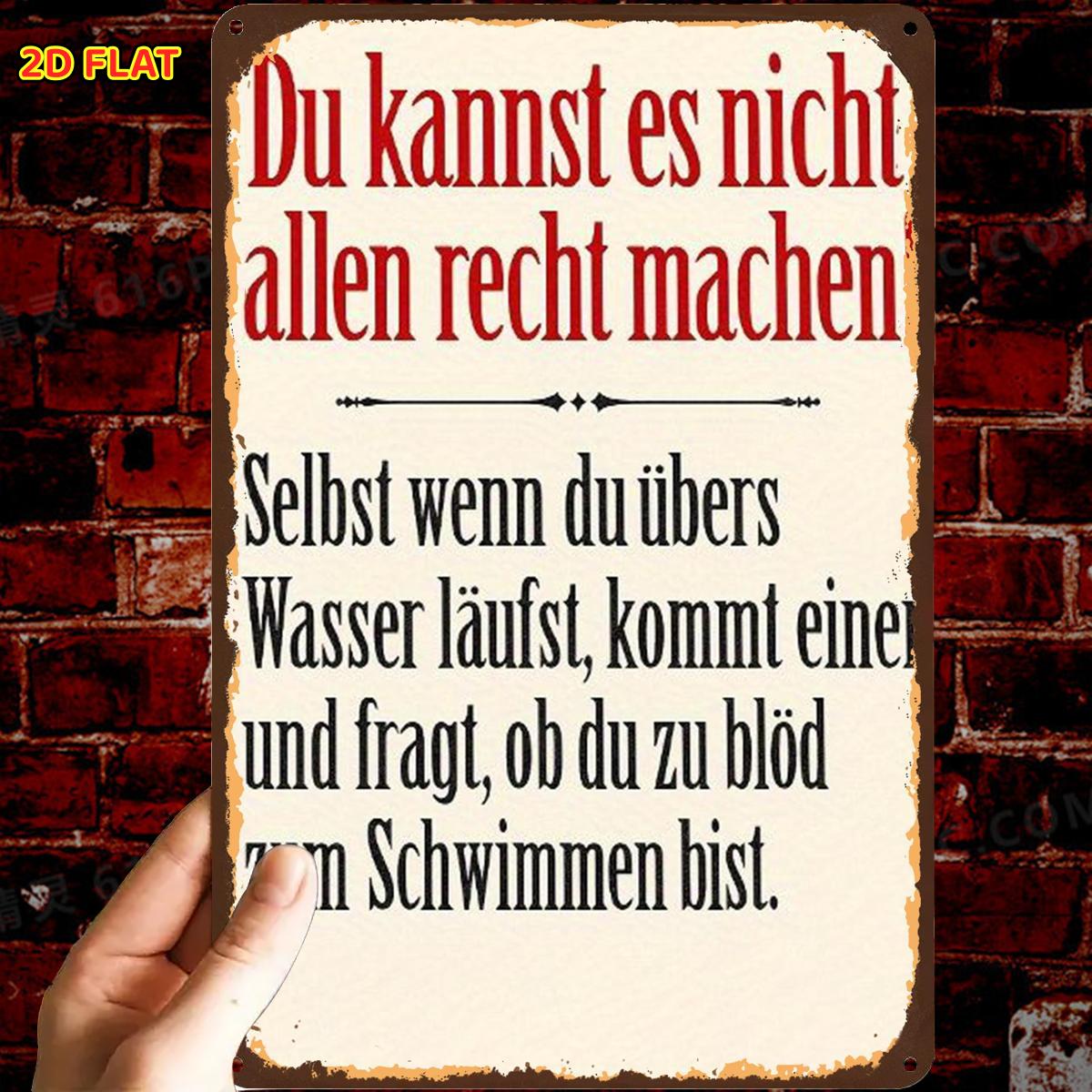 Image of 2d Flat, 2d Flat,1pc,retrovintage German Quote Metal Signmetal Iron Sign, Pre-drilled Holes, Suitable For Indoor, Garden,outdoor, Home, Office, Toilet Decoration, 2d Flat