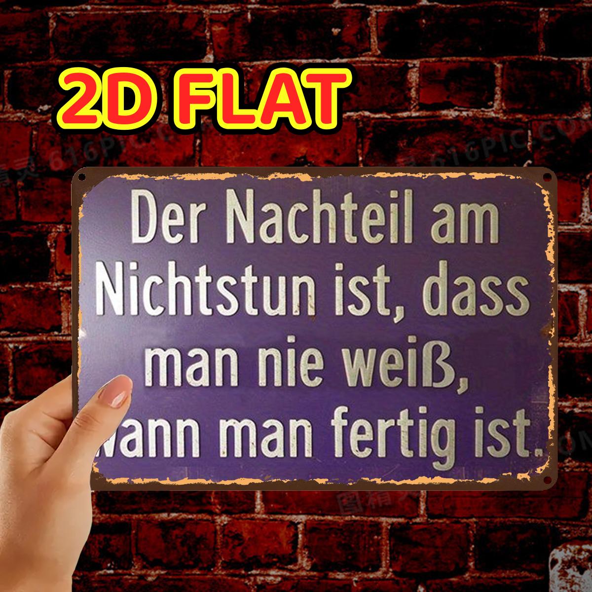 TEMU 2d Flat, 1pc, Retro Rustic German Quote Sign Metal Iron Sign, Pre-drilled Holes, Suitable For Indoor, Garden, Outdoor, Home, Office, Toilet