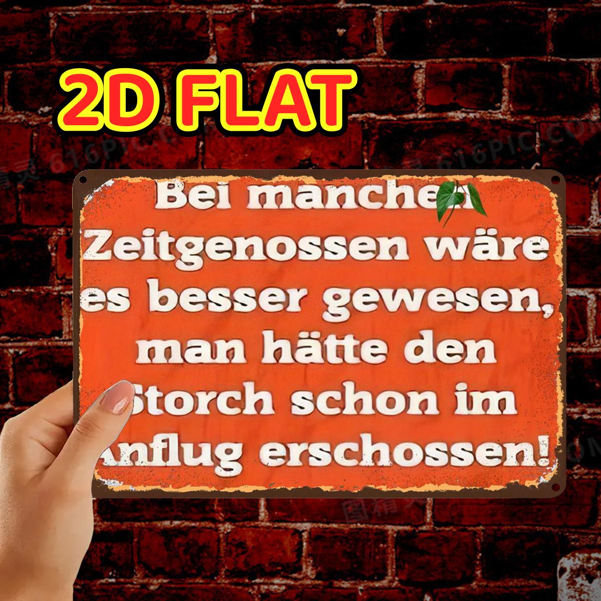 Image of 2d Flat, 1pc, Retro Rustic German Quote Sign Metal Iron Sign, Pre-drilled Holes, Suitable For Indoor, Garden, Outdoor, Home, Office, Toilet Decoration