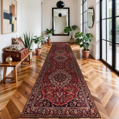 1pc persian bohemian arabic rug suitable for living room bedroom hallway carpet with persian medallion machine washable mat for hallway entryway bedside balcony office decor