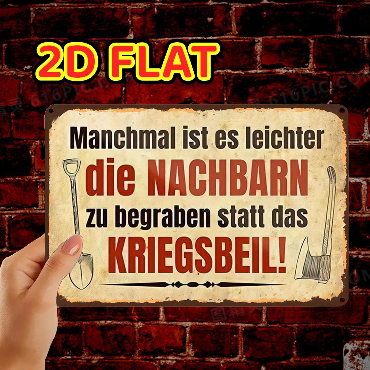 E-shop 2D Flach, ., Retro Vintage Deutschlands Warnschild Kunstmetall Eisenschild, Vorgebohrte Löcher, Geeignet für Innen, Garten, Außenbereich,