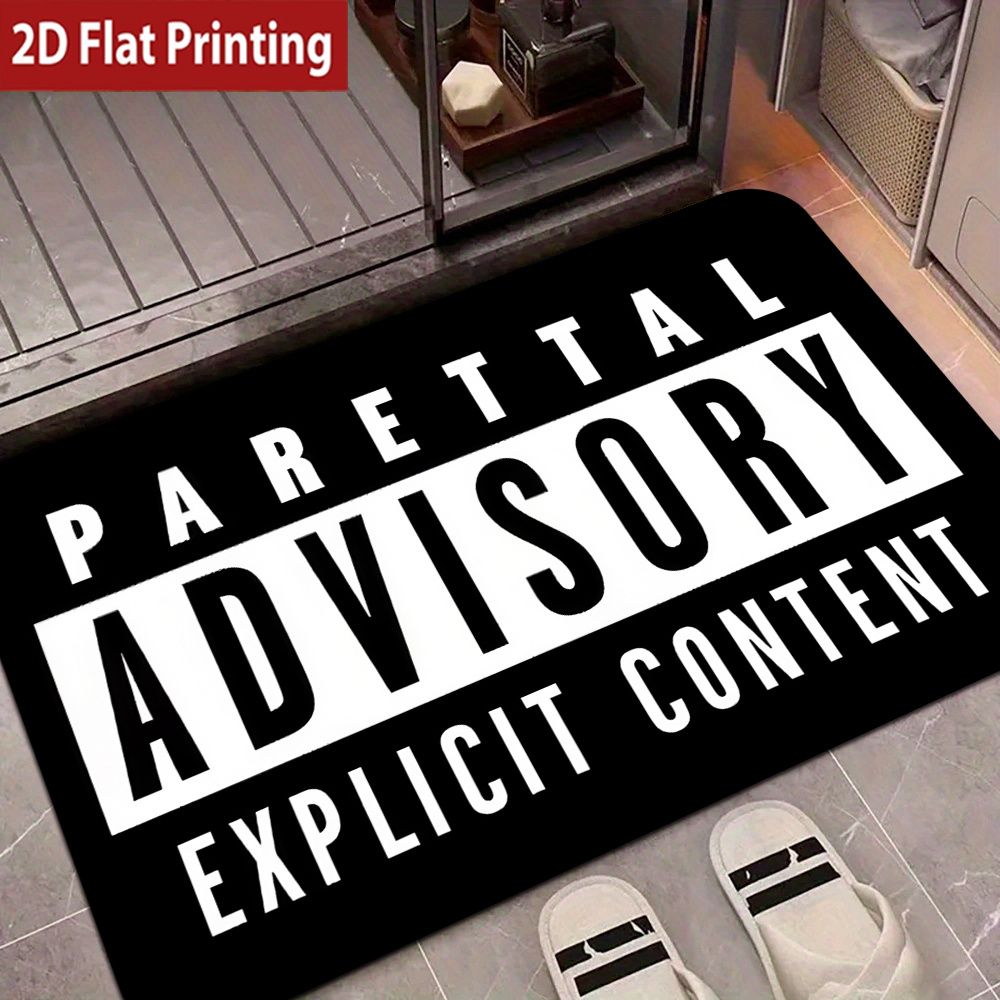 TEMU Doormat, 1pc Of Entrance Foyer Decorative Doormat Printed With " Tal Explicit Content" In Black And White, Popular In European And American .