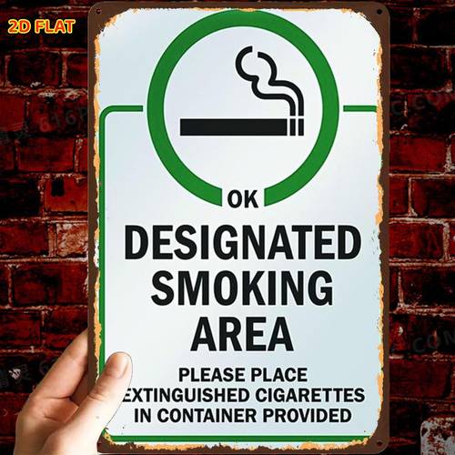 2d flat 2d flat 1pc retrodesignated smoking area signmetal iron sign pre drilled holes suitable for indoor garden outdoor home office toilet decoration 2d flat