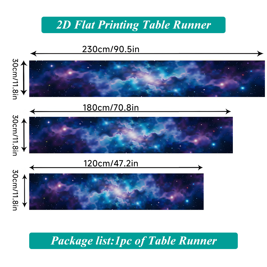 TEMU 2d Flat Printing Table Runner 1pc, Starry Nebula With Colors Polyester Rectangular Table Runner, Suitable For Dining Tables, Kitchens, Outdoor