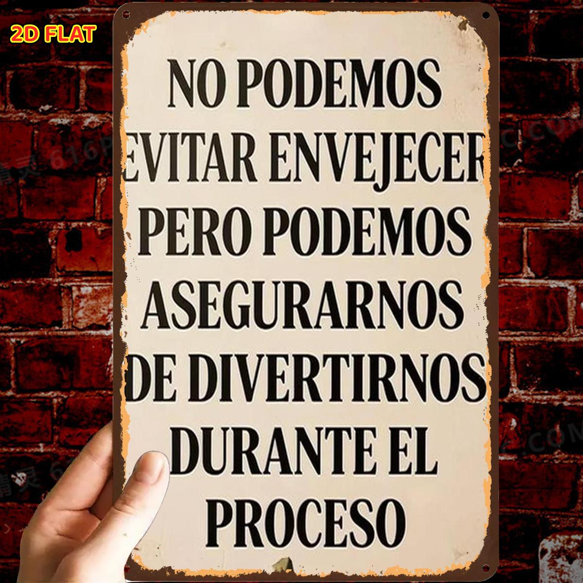 TEMU 2D, 2D, 1 pieza, Letrero de metal de hierro con española retro rústica, Agujeros preperforados, Adecuado para decoración de interior, jardín,