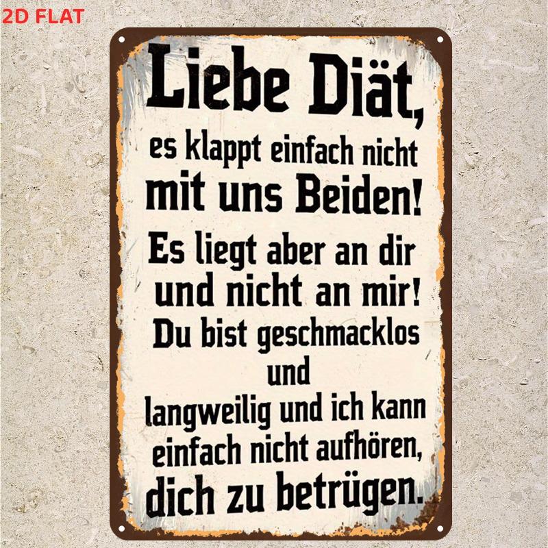 Image of 2d Flat, 1pc Wooden Vintage Country German Quote Sign, Pre-drilled Holes, Suitable For Indoor, Garden, Outdoor, Home, Office, Bathroom Decor