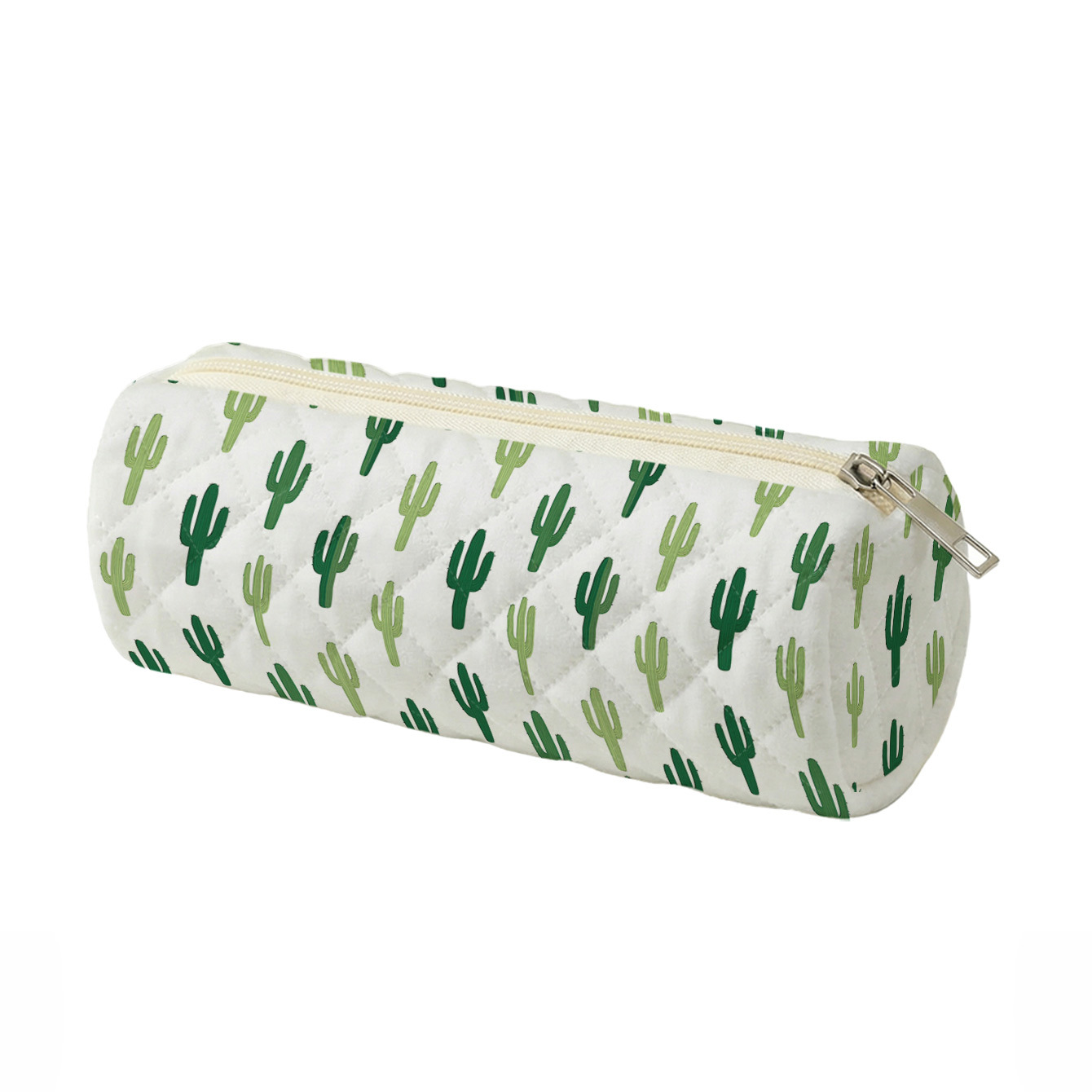 1pc, Estuche para lápices con estampado 2D de diseño de cactus, Bolso de papelería de gran capacidad, Tela de acolchado ligera y tamaño portátil | Versátil para uso diario en la escuela/exámenes/dibujo | Tu estilo único