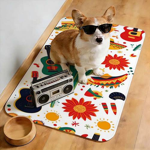 mexican guitar cactus print high definition training pad multi size disposable care pad reusable feminine menstrual pad machine washable suitable for beds sofa cushions office chair pads and can be used as a pet training