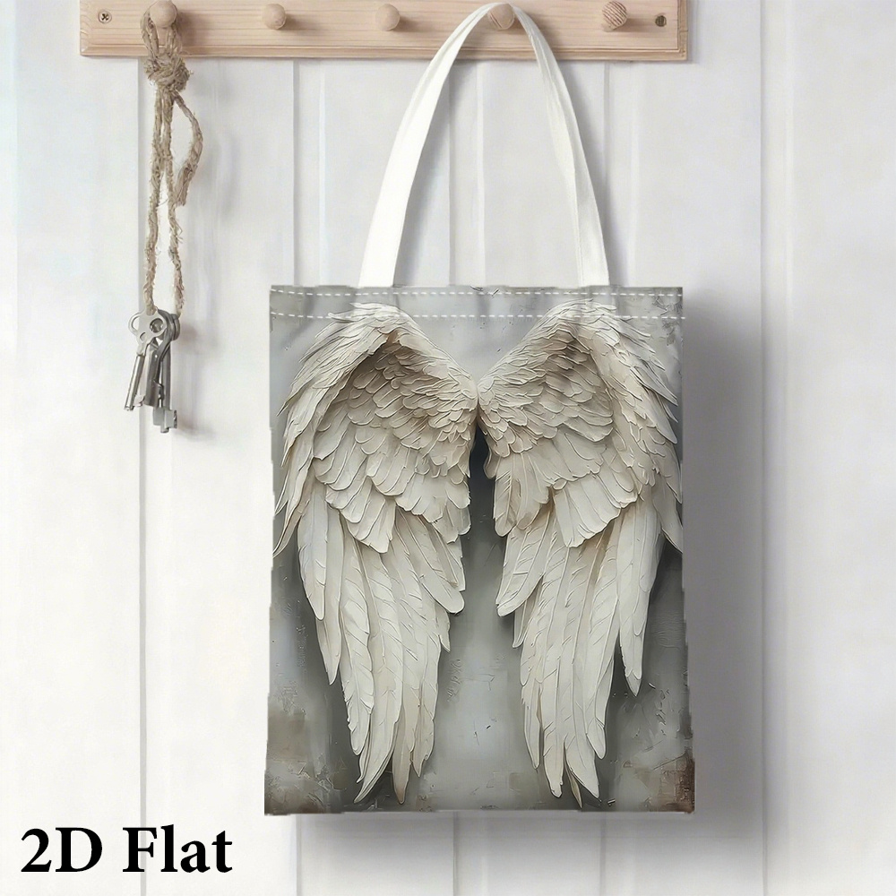 TEMU [JIT] 1 pieza, Bolso de con pintura de blancas, Reutilizable, Adecuado para compras y desplazamientos, Duradero, Estampado por , Lavable a o ,