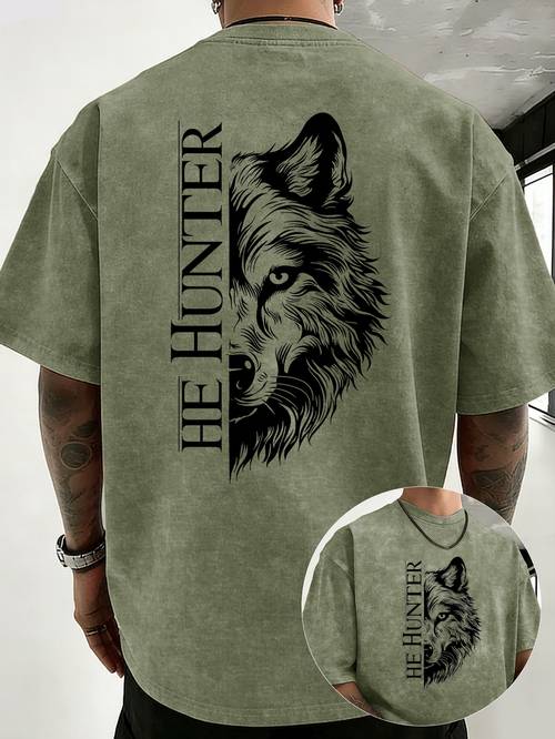 item picture vintage washed loose double faced print t shirt with letter pattern unisex style soft and durable short sleeve suitable for students and office workers