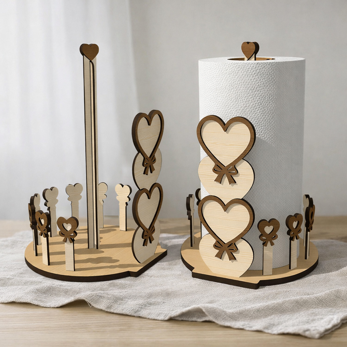 TEMU Porte-essuie-tout en papier de nœud en cœur - Support de rouleau de table adapté à la décoration de comptoir de cuisine, amovible et montable,