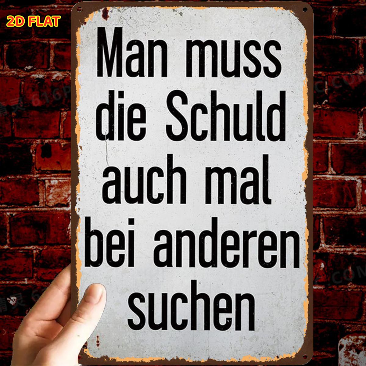 TEMU 2d Flat, 2d Flat,1pc,retrorustic German Quote Signmetal Iron Sign, Pre-drilled Holes, Suitable For Indoor, Garden,outdoor, Home, Office, Toilet