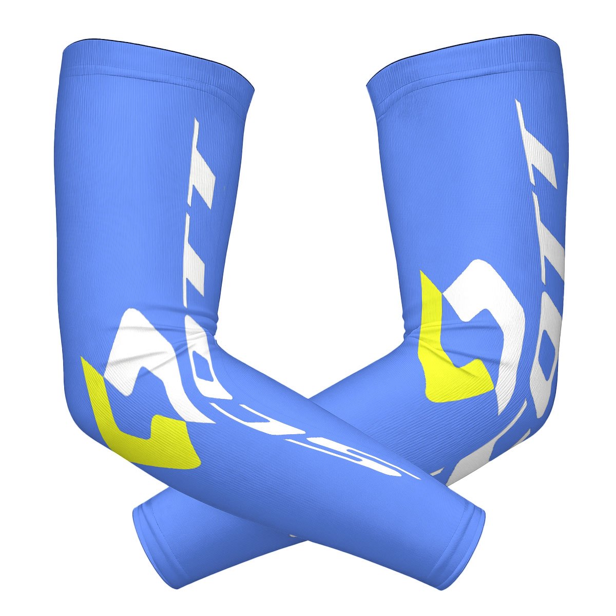 TEMU A Pair Of Blue-based Yellow And White Geometric Patterned, Cool And 3d Funny Hiking And Cycling Compression Sports Arm Sleeves