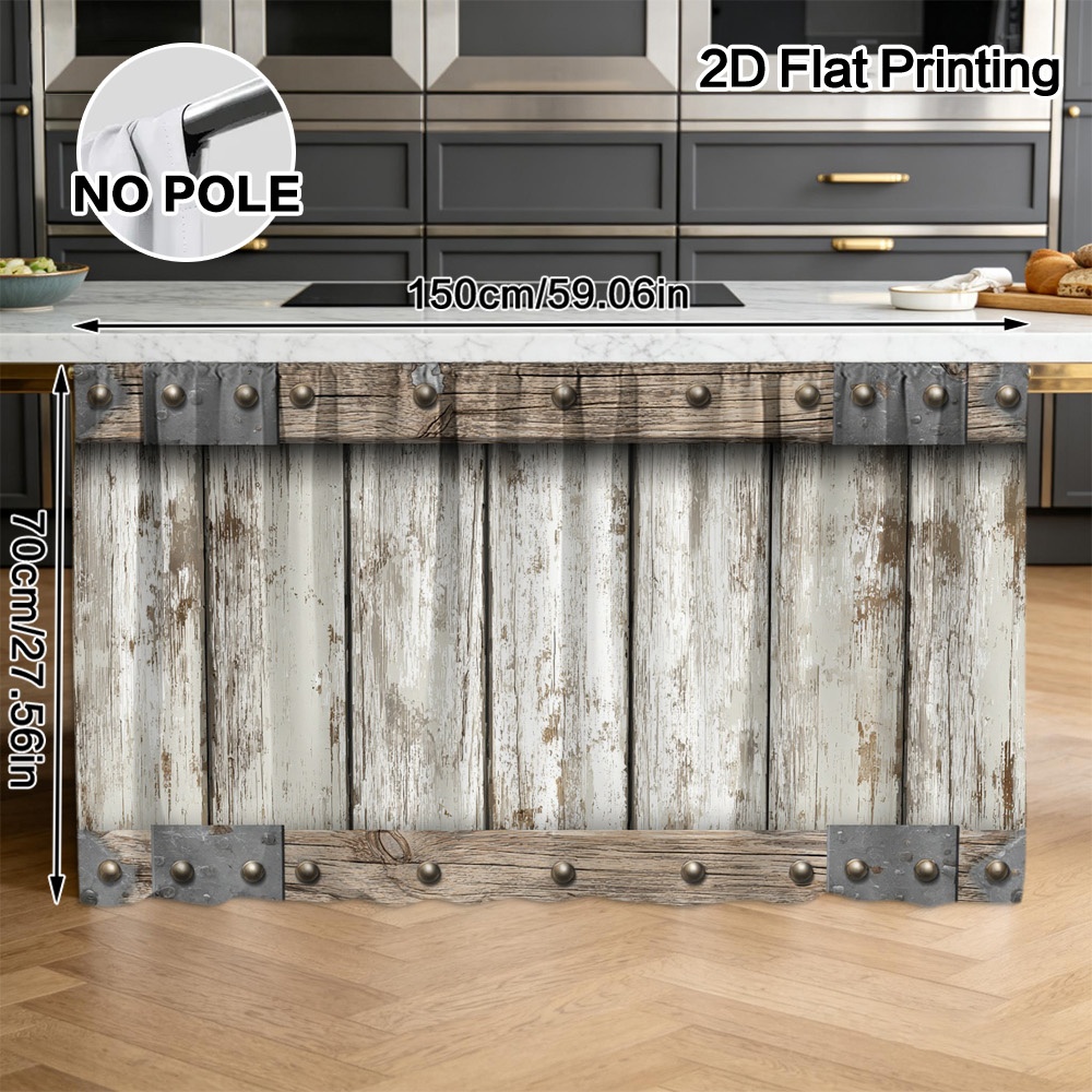 TEMU Cortina 2D para gabinete de cocina, con remaches de metal, bolsillo para barra, fácil de lavar, tela de poliéster, cubierta decorativa para