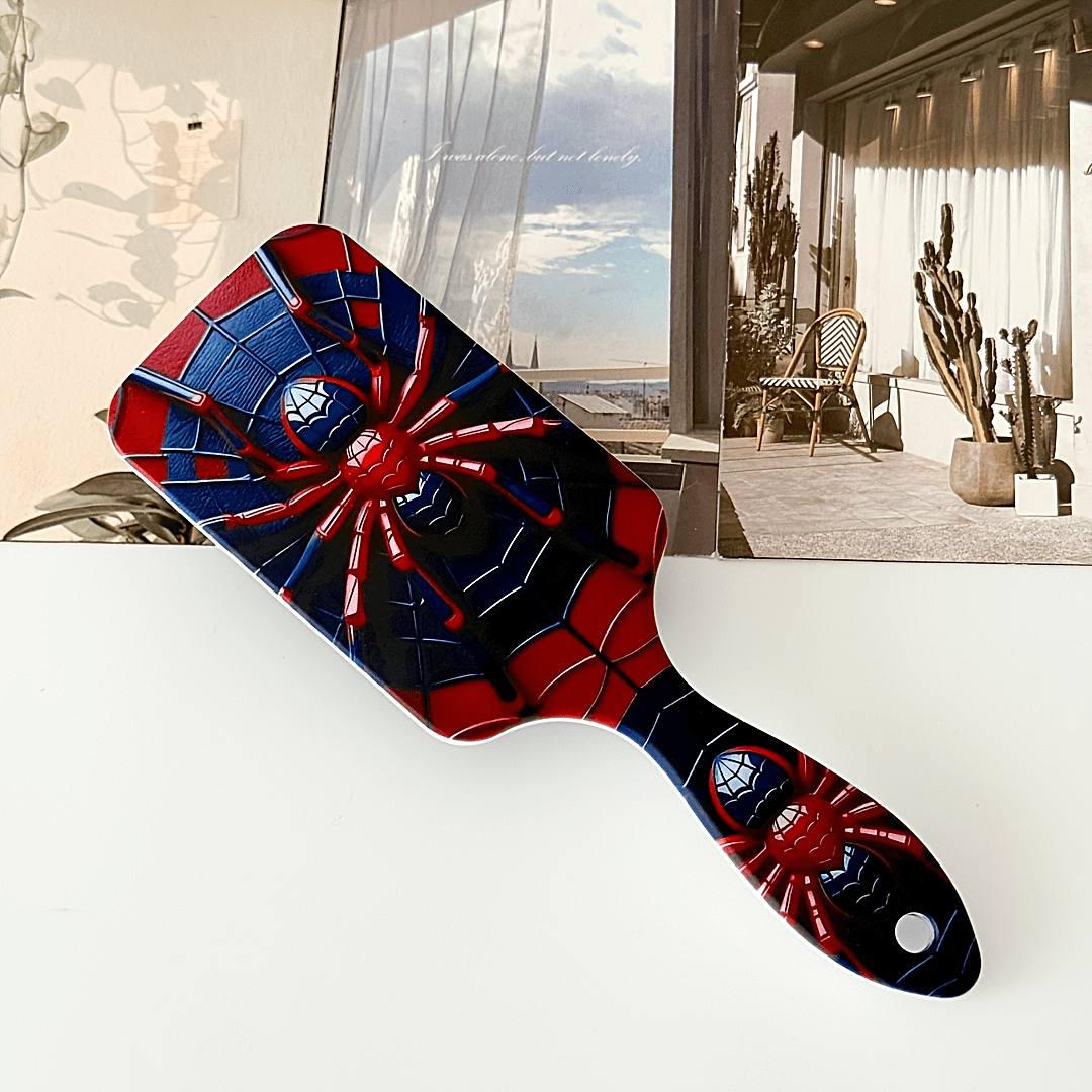 TEMU Red Color Style Printed Large Cushion Hairbrush, For Man Hair Styling Tool, Scalp Massage Brush, For Daily Use