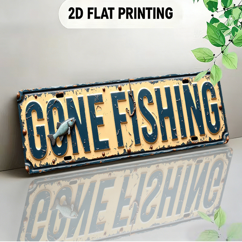 TEMU 2d Flat, 2d Retro Vintage-style Signboard Featuring Text And Suitable For Outdoor Spaces Fishing Cabins Restaurants And Rustic-themed Decor, 2d