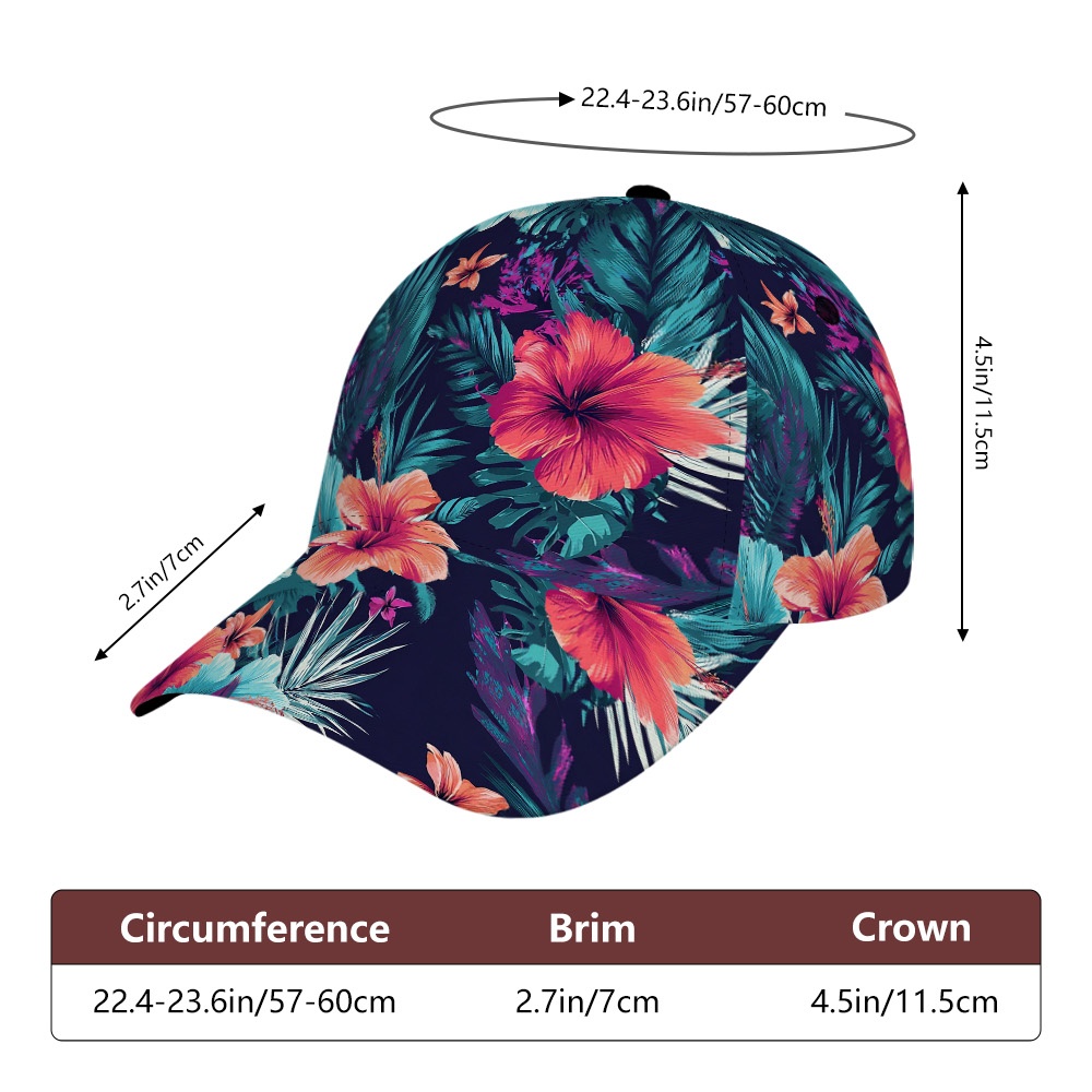 TEMU 1 pièce, Casquette d'été à feuilles d'hibiscus – Chapeau snapback réglable, design léger avec imprimé, parfaite pour les , , les événements et