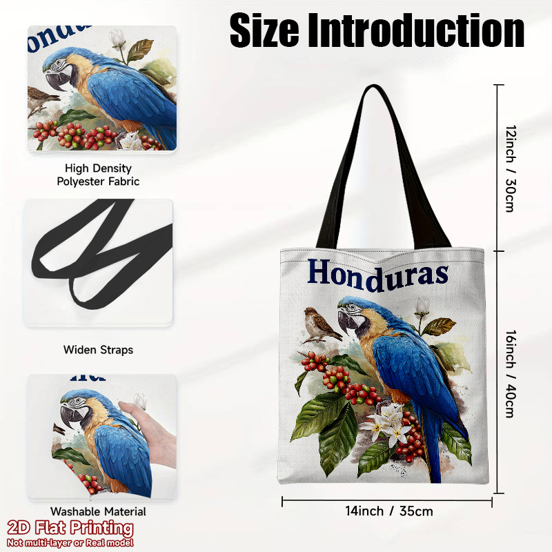 TEMU Bolso tote 2D, 1 pieza Honduras con loros y maya, bolso de estampado moderno para mujer, bolso de compras plegable con gran capacidad, regalo