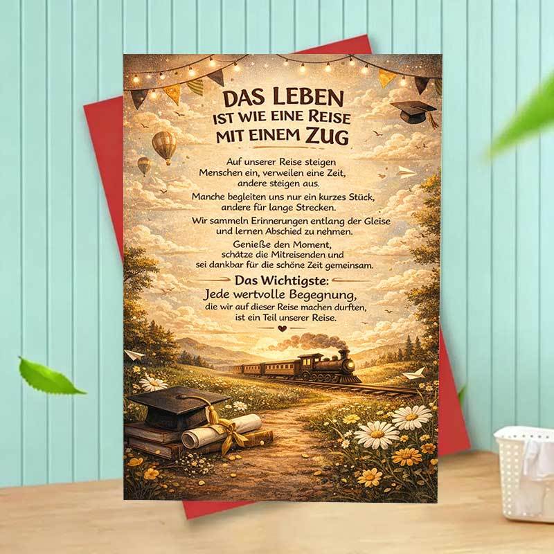 1pc A Journey Train Theme Greeting Card Inspirational Message Vintage Scenic Artwork Ideal For Graduation Farewell Retirement Thank You Gift For Colleagues Keepsake Card With Envelope