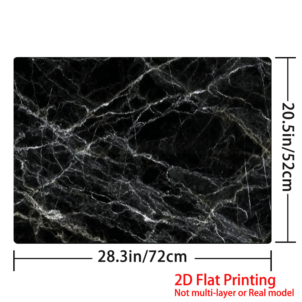 TEMU 1pc, 2d Flat Printed Stove Dust Mat With Black Marble Veins, Cut As , Heat-resistant And Scratch-proof, Suitable For Electric, Gas, Induction