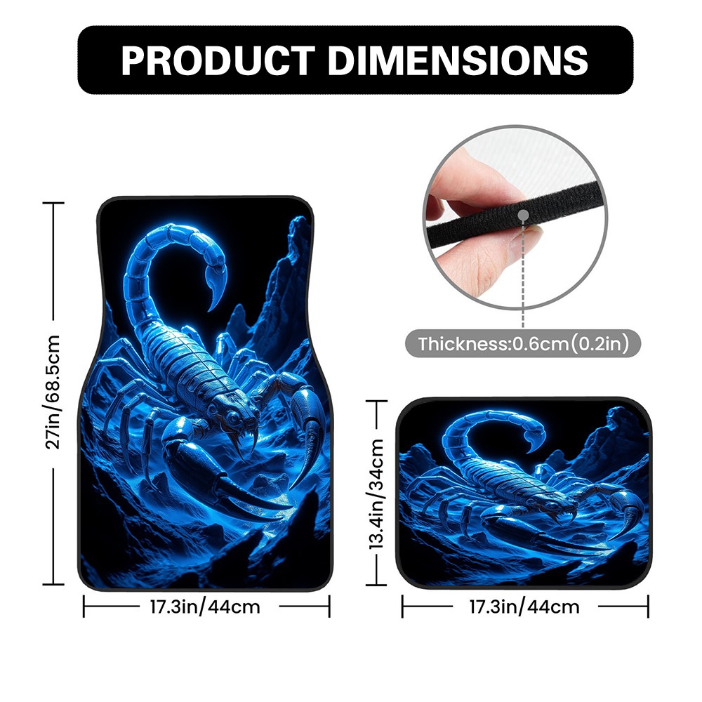 TEMU 2d Flat Printing, 4pcs Car Floor Mats With Blue Luminous Design, Suitable For Crossovers Or Sedans, Surfaces And Thoughtful Gift Options, Ideal