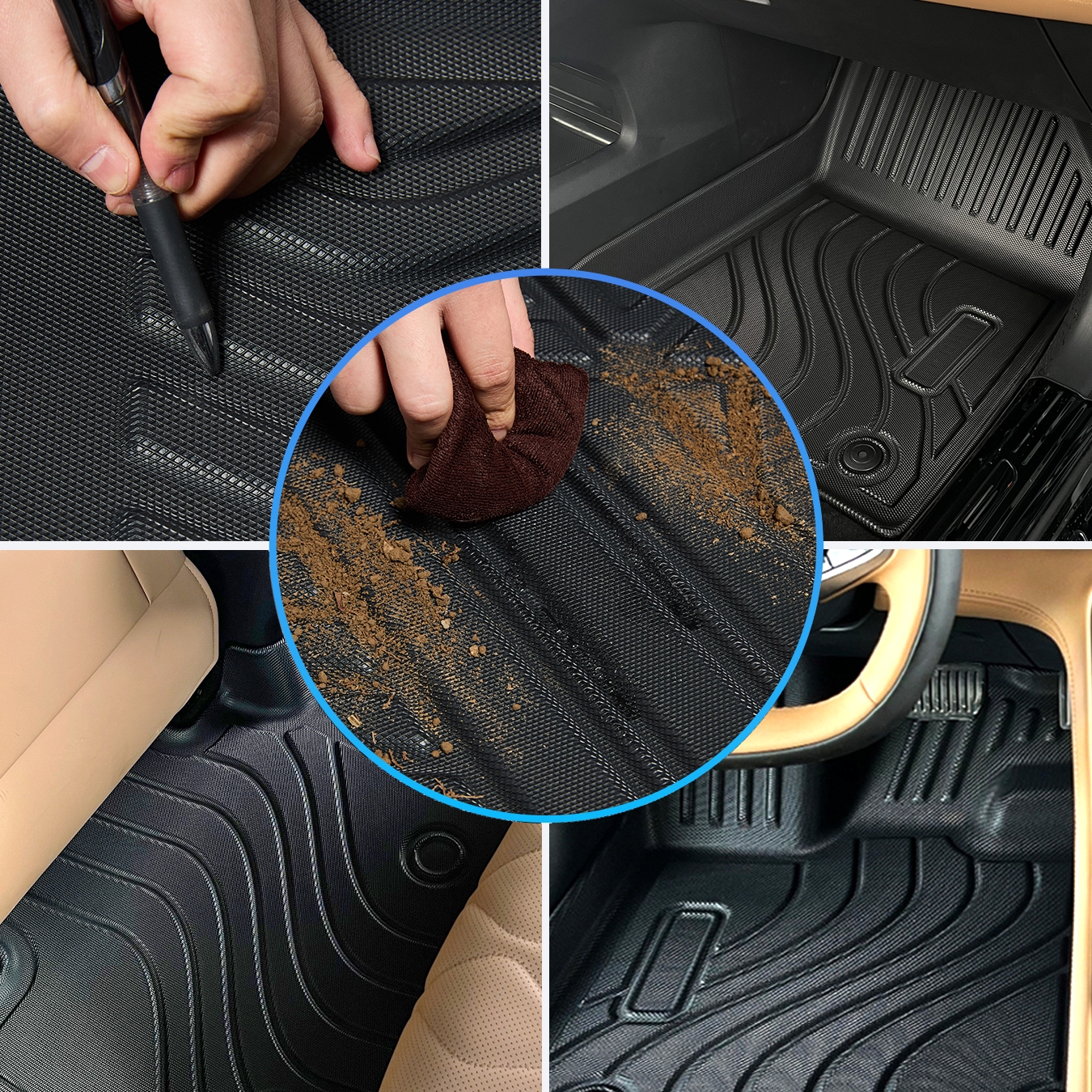 TEMU For Mg For Hs 2024-2025 3d Tpe Floor Liners All Weather Full Set Front Rear Car Interior Additions