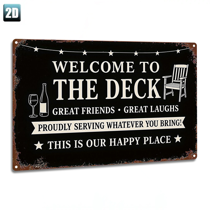 TEMU 2d Flat - 1pc Metal Sign, 2d Flat, "vintage 'welcome To ' Iron Sign". Durable 8x12inches(20x30cm) Retro Iron Plaque Suitable For Door Hanging,