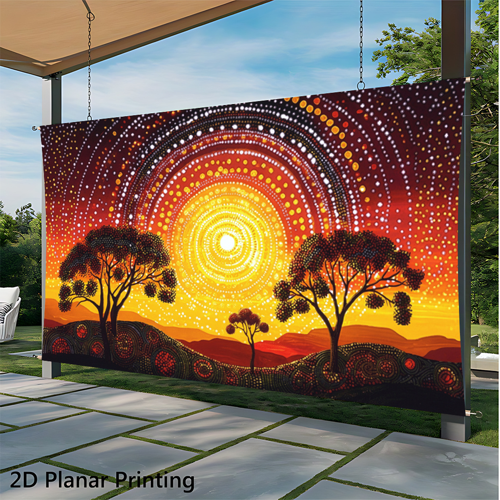 TEMU 2d Flat, 2d Flat - 2d Flat, 2d Flat - 1pc A 2d Flat Banner, Featuring Sunset Canvas Dot Art, Made From Polyester Fiber. It's Perfect As A
