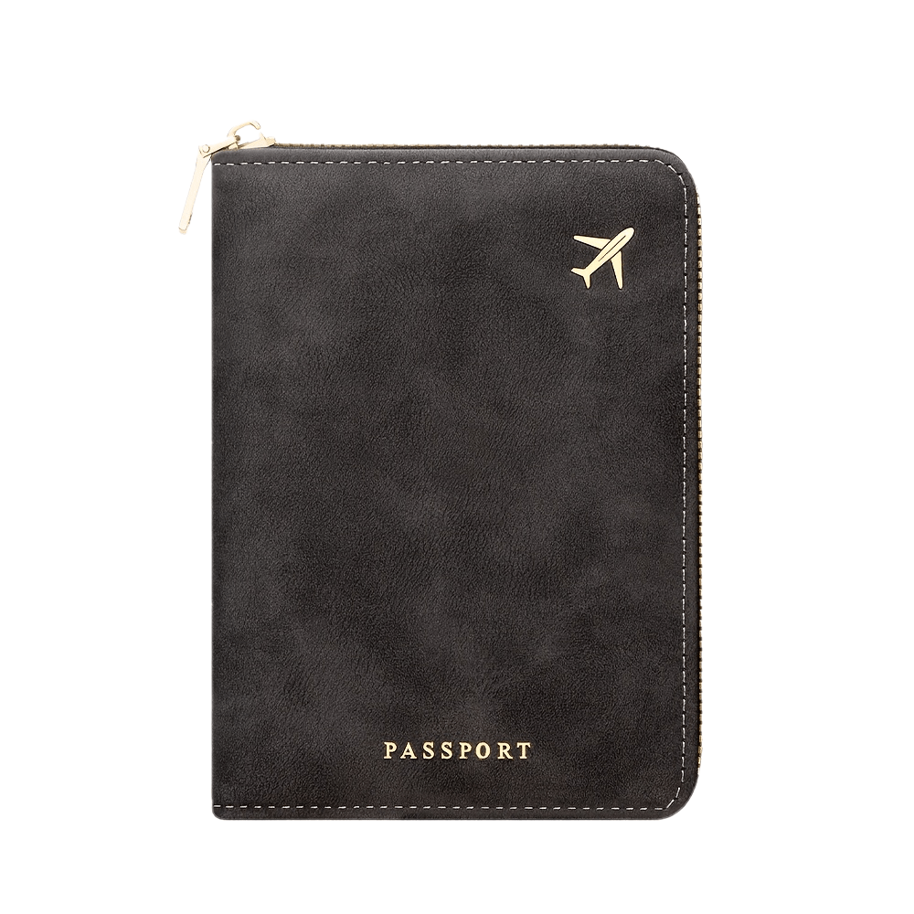 TEMU Passport Holder Rfid Blocking Passport Wallet, Full-zipper Travel Card Case With Rfid Protection, Organizer For Cards, Cash, And Documents, A